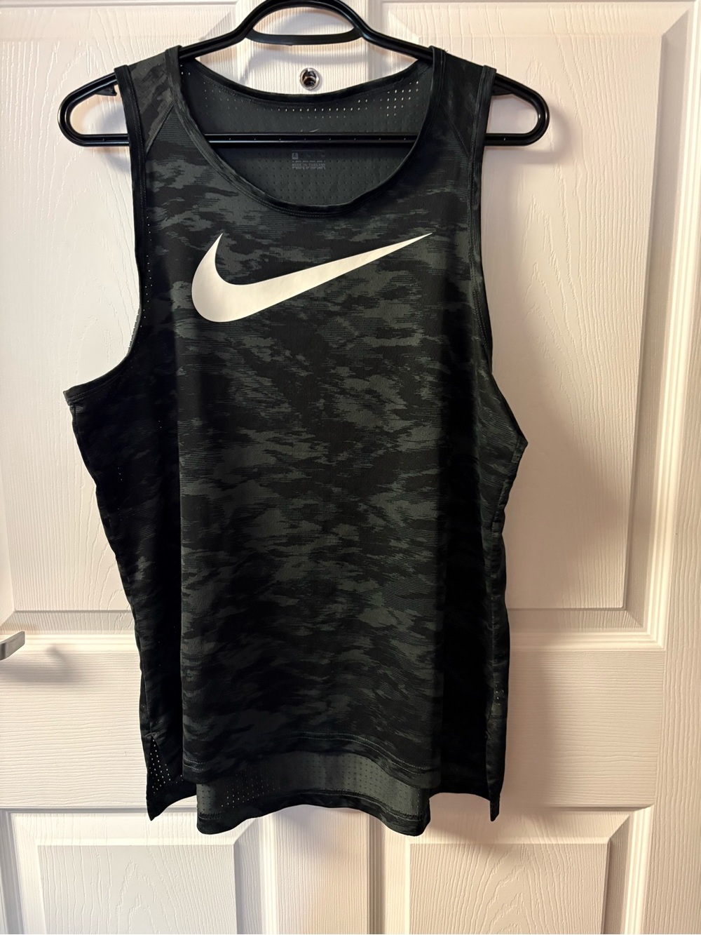 Nike Black Performance Dri‑FIT Tank with White Swoosh